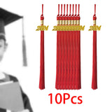 Maxbell 2x10x Graduation Cap Hat Tassel Academic Charm Supplies Ceremonies Accessories red