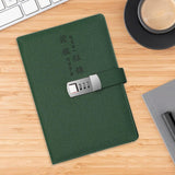 Maxbell Diary with Lock Sturdy PU Leather Password Lock Diary for Home Office Adults Dark green