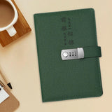 Maxbell Diary with Lock Sturdy PU Leather Password Lock Diary for Home Office Adults Dark green