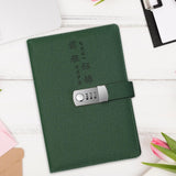 Maxbell Diary with Lock Sturdy PU Leather Password Lock Diary for Home Office Adults Dark green