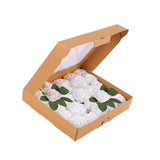 Maxbell Maxbell Artificial Rose Box Vivid Silk Flowers for Wedding Birthday Anniversary white