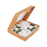 Maxbell Maxbell Artificial Rose Box Vivid Silk Flowers for Wedding Birthday Anniversary white