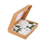 Maxbell Maxbell Artificial Rose Box Vivid Silk Flowers for Wedding Birthday Anniversary white
