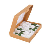 Maxbell Maxbell Artificial Rose Box Vivid Silk Flowers for Wedding Birthday Anniversary white