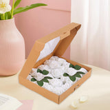 Maxbell Maxbell Artificial Rose Box Vivid Silk Flowers for Wedding Birthday Anniversary white