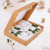 Maxbell Maxbell Artificial Rose Box Vivid Silk Flowers for Wedding Birthday Anniversary white