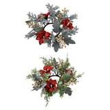 Maxbell 2xChristmas Candle Ring Wreath 25cm Garland for Table Centerpiece Holiday Xmas Gray White