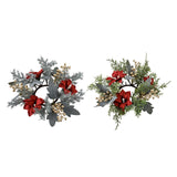 Maxbell 2xChristmas Candle Ring Wreath 25cm Garland for Table Centerpiece Holiday Xmas Gray White