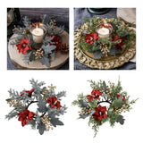 Maxbell 2xChristmas Candle Ring Wreath 25cm Garland for Table Centerpiece Holiday Xmas Gray White
