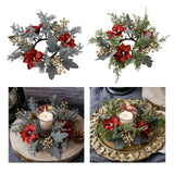 Maxbell 2xChristmas Candle Ring Wreath 25cm Garland for Table Centerpiece Holiday Xmas Gray White