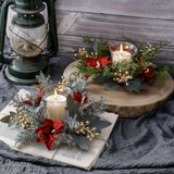 Maxbell 2xChristmas Candle Ring Wreath 25cm Garland for Table Centerpiece Holiday Xmas Gray White