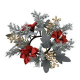 Maxbell 2xChristmas Candle Ring Wreath 25cm Garland for Table Centerpiece Holiday Xmas Gray White