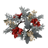 Maxbell 2xChristmas Candle Ring Wreath 25cm Garland for Table Centerpiece Holiday Xmas Gray White