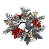 Maxbell 2xChristmas Candle Ring Wreath 25cm Garland for Table Centerpiece Holiday Xmas Gray White