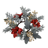 Maxbell 2xChristmas Candle Ring Wreath 25cm Garland for Table Centerpiece Holiday Xmas Gray White