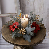 Maxbell 2xChristmas Candle Ring Wreath 25cm Garland for Table Centerpiece Holiday Xmas Gray White