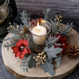 Maxbell 2xChristmas Candle Ring Wreath 25cm Garland for Table Centerpiece Holiday Xmas Gray White