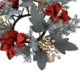 Maxbell 2xChristmas Candle Ring Wreath 25cm Garland for Table Centerpiece Holiday Xmas Gray White