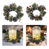 Maxbell 2xChristmas Candle Ring Wreath Supplies Decor Candle Holder for Home Party Bar Gold