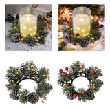 Maxbell 2xChristmas Candle Ring Wreath Supplies Decor Candle Holder for Home Party Bar Gold