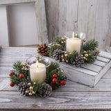 Maxbell 2xChristmas Candle Ring Wreath Supplies Decor Candle Holder for Home Party Bar Gold