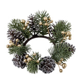Maxbell 2xChristmas Candle Ring Wreath Supplies Decor Candle Holder for Home Party Bar Gold