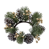 Maxbell 2xChristmas Candle Ring Wreath Supplies Decor Candle Holder for Home Party Bar Gold