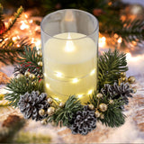 Maxbell 2xChristmas Candle Ring Wreath Supplies Decor Candle Holder for Home Party Bar Gold