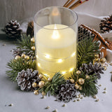 Maxbell 2xChristmas Candle Ring Wreath Supplies Decor Candle Holder for Home Party Bar Gold