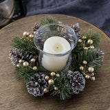 Maxbell 2xChristmas Candle Ring Wreath Supplies Decor Candle Holder for Home Party Bar Gold