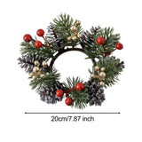 Maxbell 2xChristmas Candle Ring Wreath Supplies Decor Candle Holder for Home Party Bar Gold Red