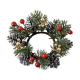 Maxbell 2xChristmas Candle Ring Wreath Supplies Decor Candle Holder for Home Party Bar Gold Red