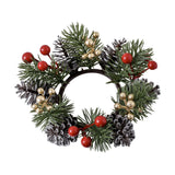 Maxbell 2xChristmas Candle Ring Wreath Supplies Decor Candle Holder for Home Party Bar Gold Red