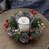 Maxbell 2xChristmas Candle Ring Wreath Supplies Decor Candle Holder for Home Party Bar Gold Red