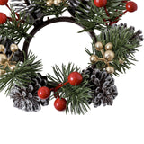 Maxbell 2xChristmas Candle Ring Wreath Supplies Decor Candle Holder for Home Party Bar Gold Red