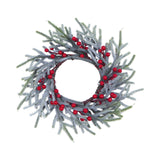 Christmas Candle Ring Artificial Red Berries Garland for Living Room