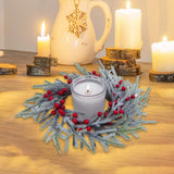 Christmas Candle Ring Artificial Red Berries Garland for Living Room