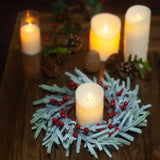 Christmas Candle Ring Artificial Red Berries Garland for Living Room