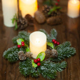 Christmas Candle Ring Wreath Supplies Pillar Candle Ring for Dinner Bar Cafe