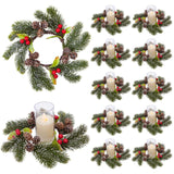 Christmas Candle Ring Wreath Supplies Pillar Candle Ring for Dinner Bar Cafe