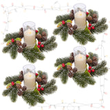 Christmas Candle Ring Wreath Supplies Pillar Candle Ring for Dinner Bar Cafe