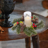 Christmas Candle Ring Wreath Supplies Pillar Candle Ring for Dinner Bar Cafe