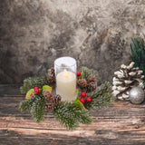 Christmas Candle Ring Wreath Supplies Pillar Candle Ring for Dinner Bar Cafe