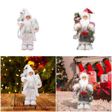 Maxbell Santa Claus Figurine Cute Santa Doll for Indoor Outdoor Festival Celebration White