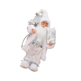 Maxbell Santa Claus Figurine Cute Santa Doll for Indoor Outdoor Festival Celebration White