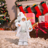 Maxbell Santa Claus Figurine Cute Santa Doll for Indoor Outdoor Festival Celebration White