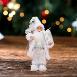 Maxbell Santa Claus Figurine Cute Santa Doll for Indoor Outdoor Festival Celebration White