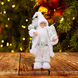 Maxbell Santa Claus Figurine Cute Santa Doll for Indoor Outdoor Festival Celebration White