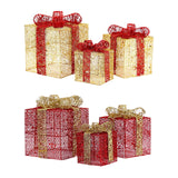 3x Christmas Gift Boxes Christmas Decorations for Cafe Holidays Housewarming Gold