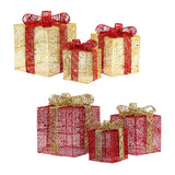 3x Christmas Gift Boxes Christmas Decorations for Cafe Holidays Housewarming Gold